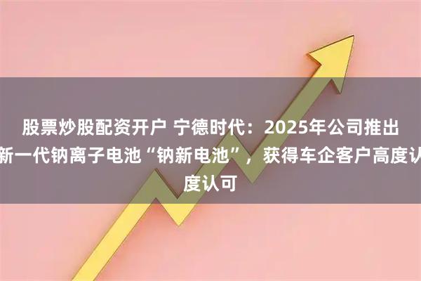 股票炒股配资开户 宁德时代:2025年公司推出了新一代钠离子电池“钠新电池”,获得车企客户高度认可